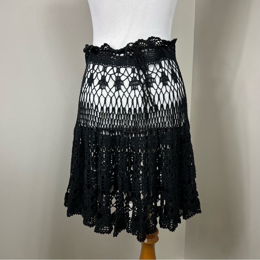 Hand crochet lace knee length skirt Sz M - Picture 2 of 8
